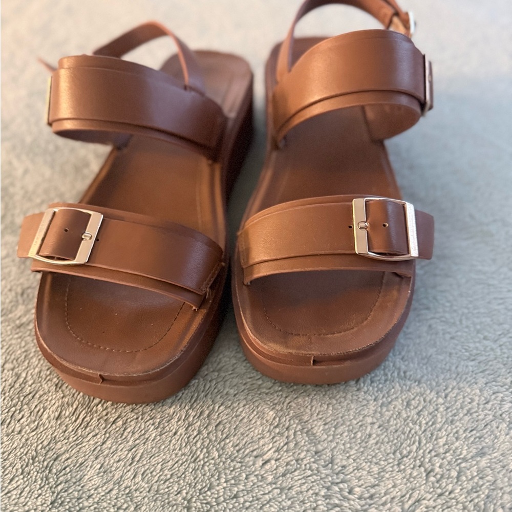 Brown Platform Sandals with Buckle Straps – Women’s Size [add size] Casual Summe - Picture 5 of 8